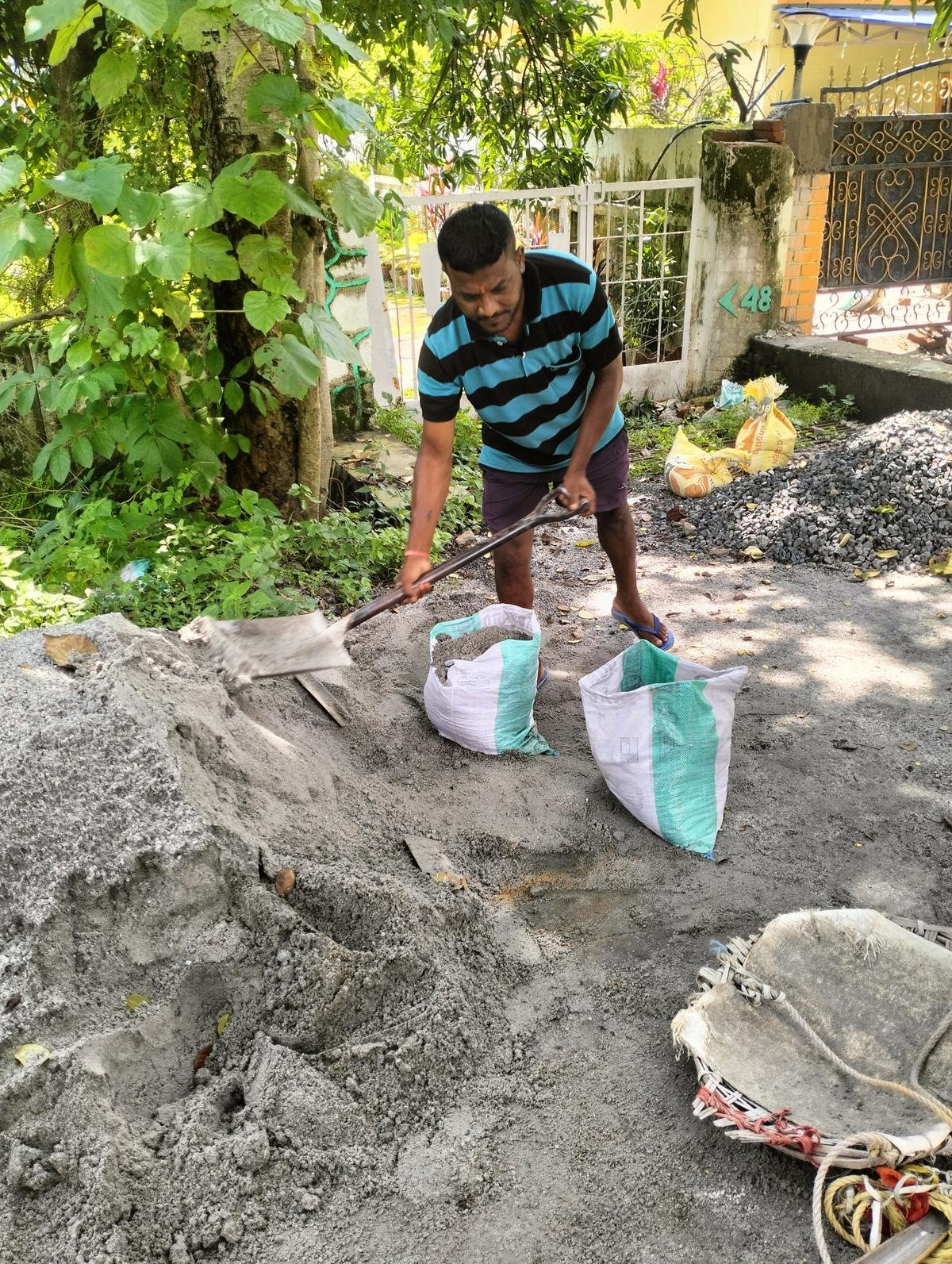 Heavy Engineering Corporation employee Ashok Ram works at a construction site in Ranchi. 