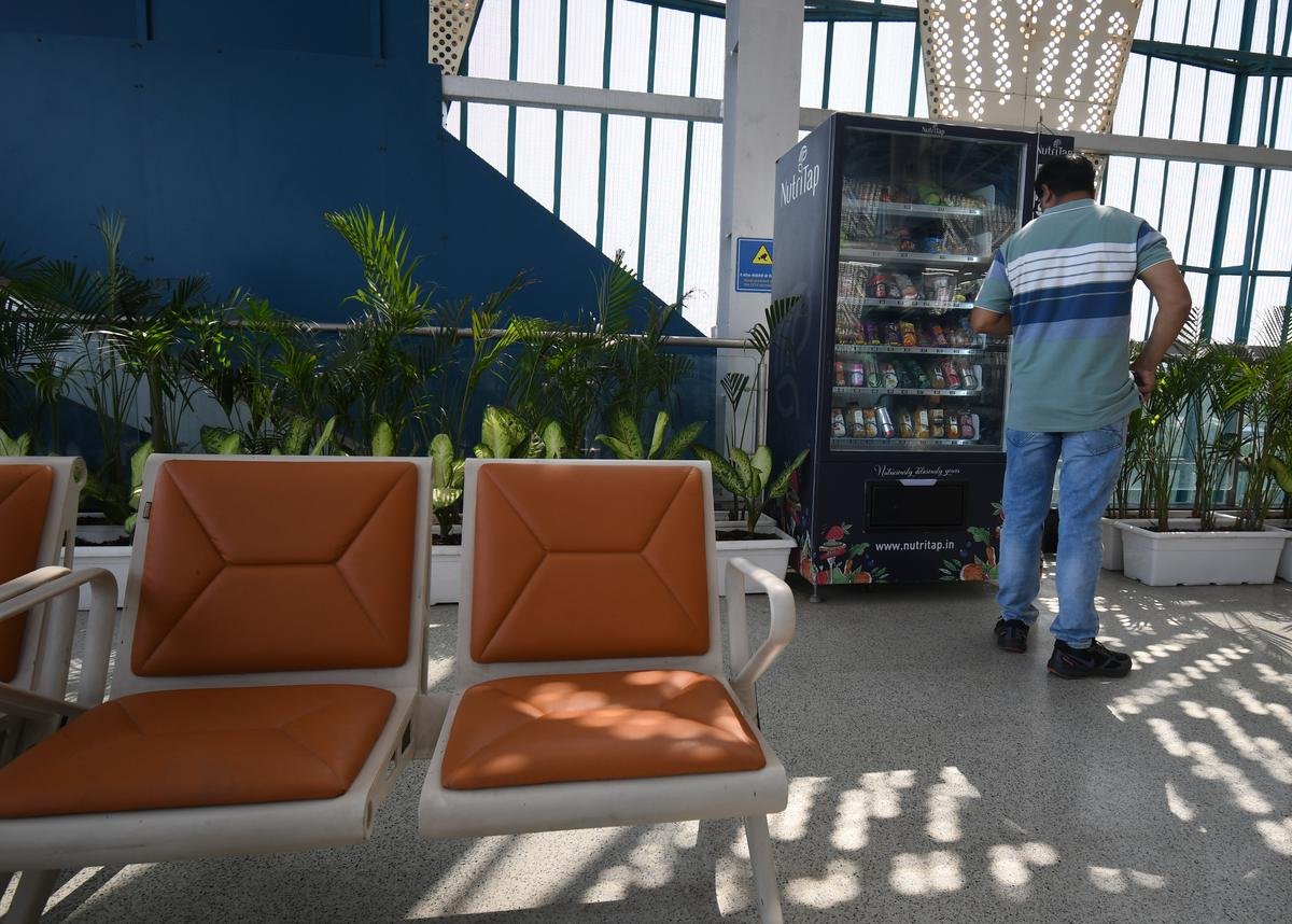 The premium lounge is furnished with foam, velvet seats.