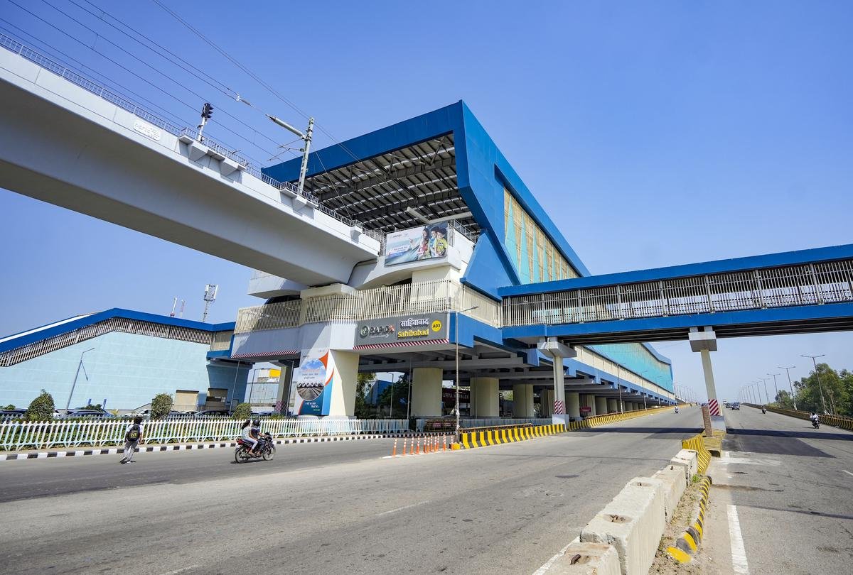 The stations are painted in turquoise and beige.